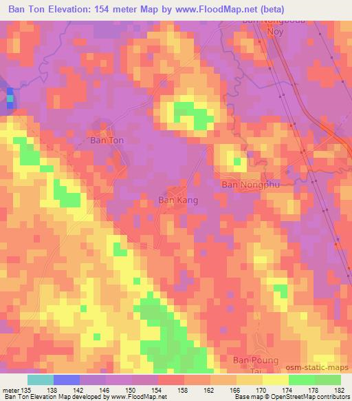 Ban Ton,Laos Elevation Map