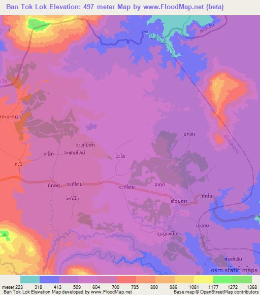 Ban Tok Lok,Laos Elevation Map