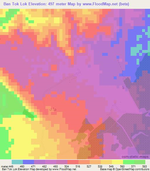 Ban Tok Lok,Laos Elevation Map