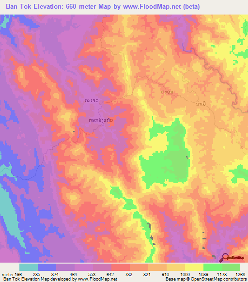 Ban Tok,Laos Elevation Map