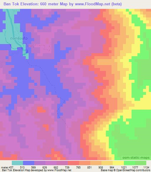 Ban Tok,Laos Elevation Map