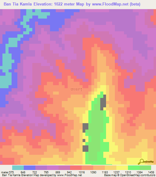 Ban Tia Kamla,Laos Elevation Map