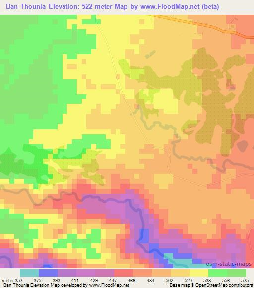 Ban Thounla,Laos Elevation Map