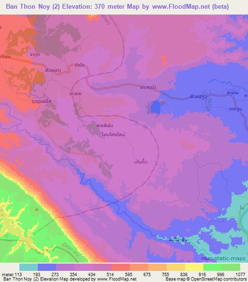 Ban Thon Noy (2),Laos Elevation Map