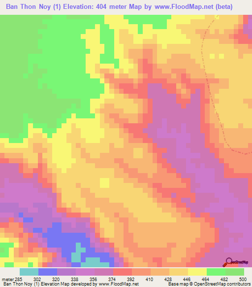 Ban Thon Noy (1),Laos Elevation Map