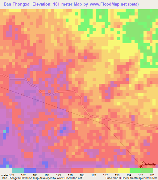 Ban Thongxai,Laos Elevation Map