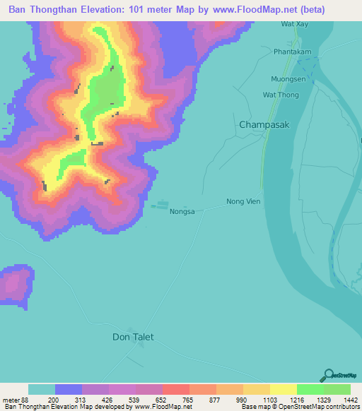 Ban Thongthan,Laos Elevation Map