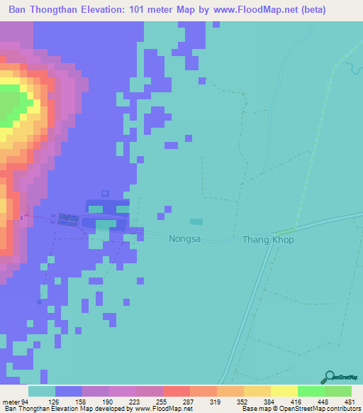 Ban Thongthan,Laos Elevation Map