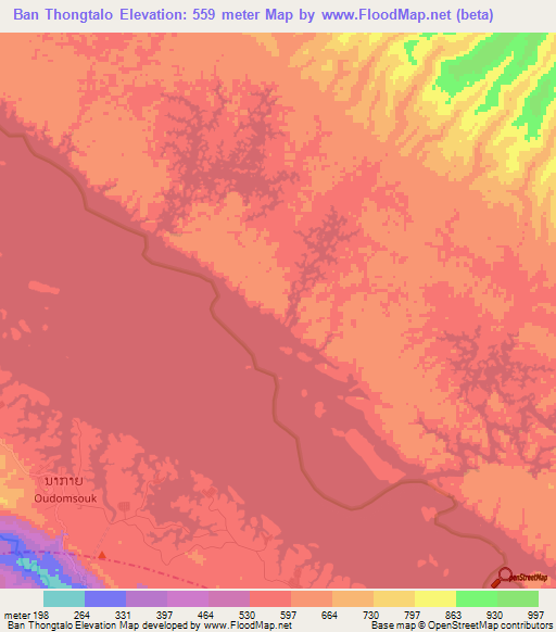 Ban Thongtalo,Laos Elevation Map