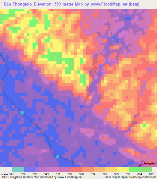 Ban Thongtalo,Laos Elevation Map