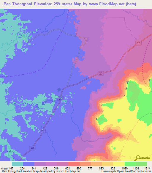 Ban Thongphai,Laos Elevation Map