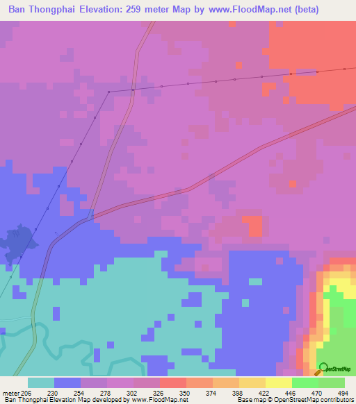 Ban Thongphai,Laos Elevation Map