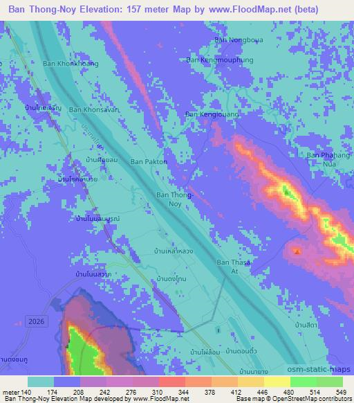 Ban Thong-Noy,Laos Elevation Map