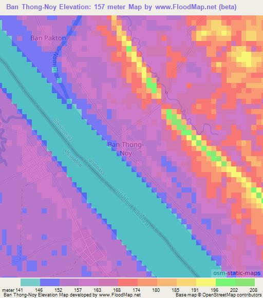 Ban Thong-Noy,Laos Elevation Map