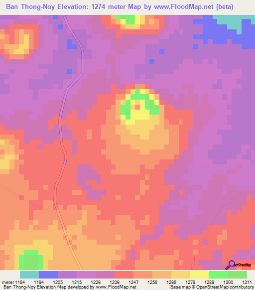 Ban Thong-Noy,Laos Elevation Map