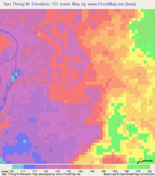 Ban Thong-Ni,Laos Elevation Map