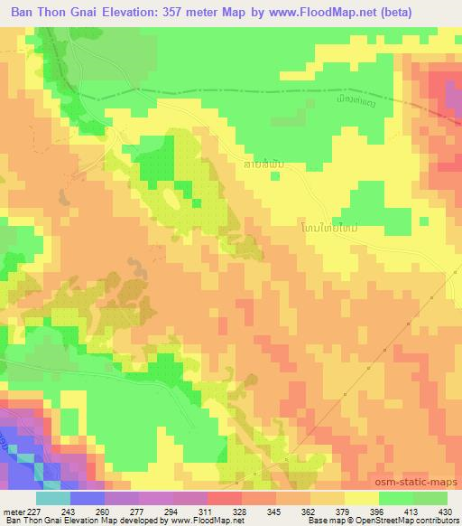 Ban Thon Gnai,Laos Elevation Map