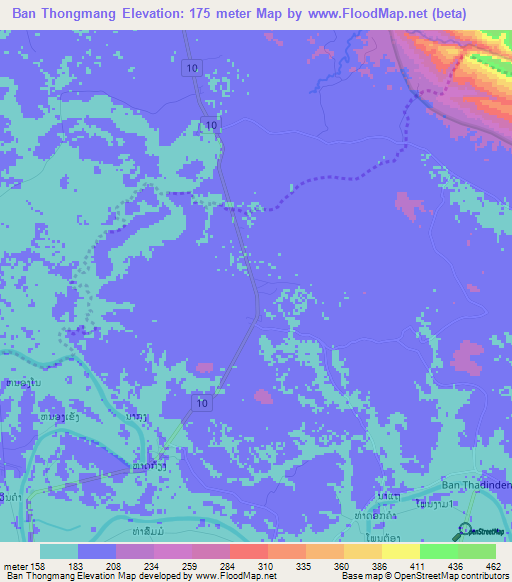 Ban Thongmang,Laos Elevation Map