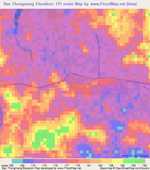 Ban Thongmang,Laos Elevation Map