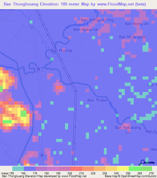 Ban Thonglouang,Laos Elevation Map