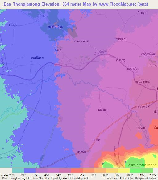 Ban Thonglamong,Laos Elevation Map