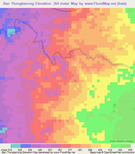 Ban Thonglamong,Laos Elevation Map