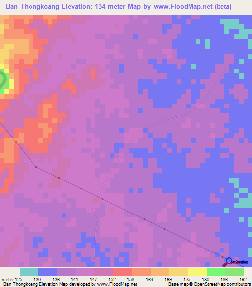 Ban Thongkoang,Laos Elevation Map