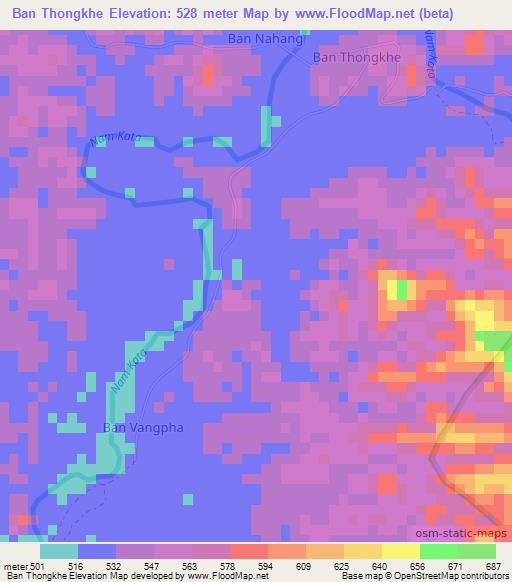 Ban Thongkhe,Laos Elevation Map