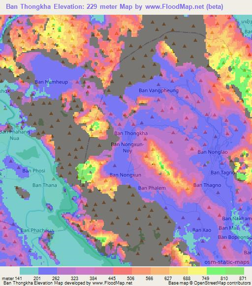 Ban Thongkha,Laos Elevation Map