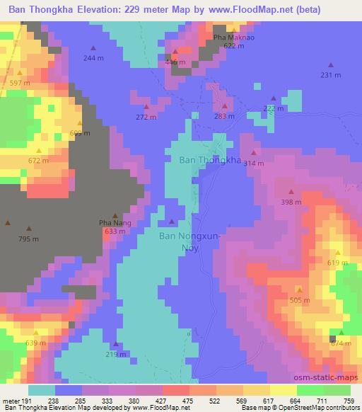 Ban Thongkha,Laos Elevation Map