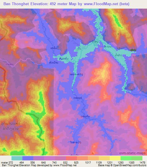 Ban Thonghet,Laos Elevation Map