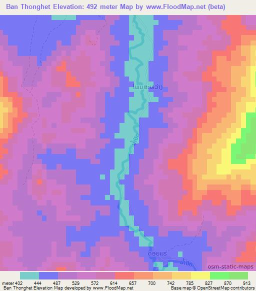 Ban Thonghet,Laos Elevation Map