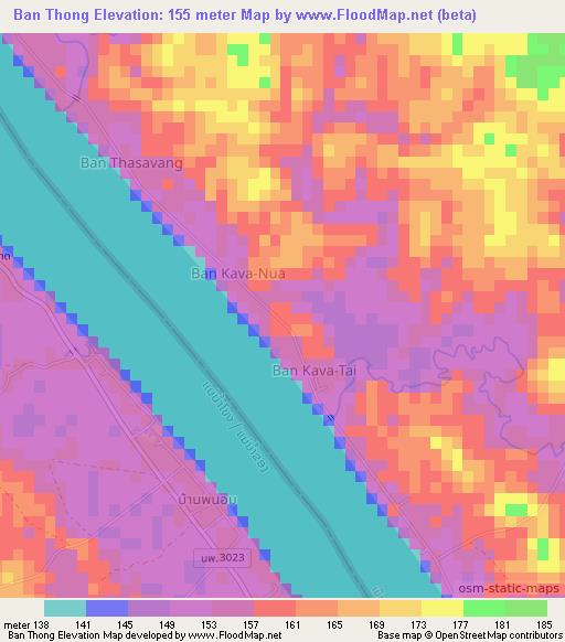 Ban Thong,Laos Elevation Map