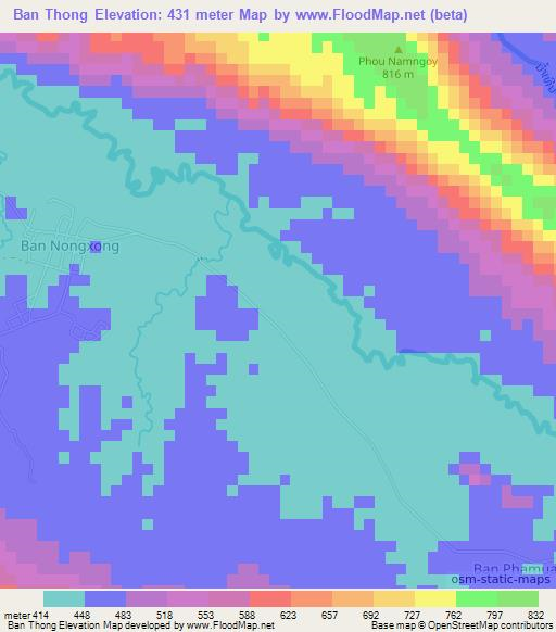 Ban Thong,Laos Elevation Map