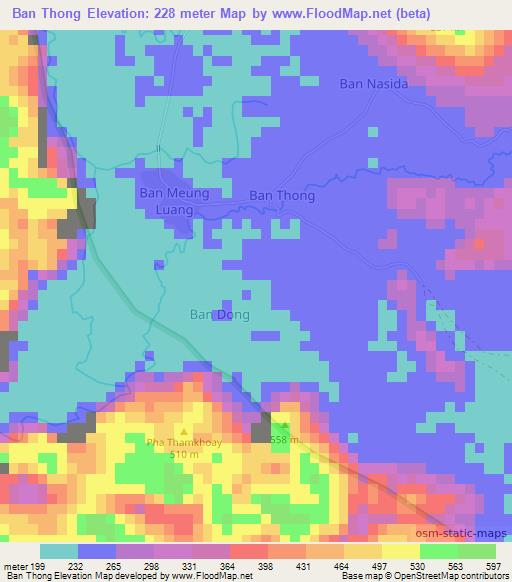 Ban Thong,Laos Elevation Map