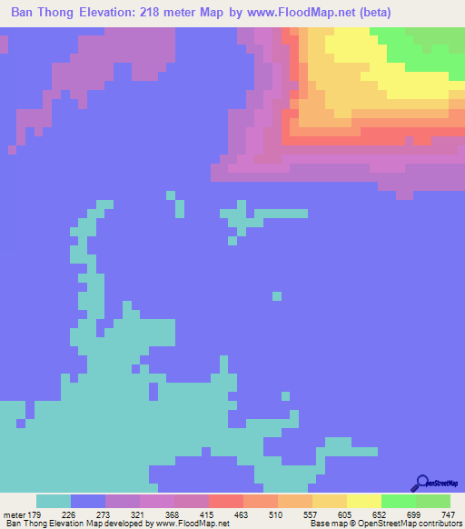 Ban Thong,Laos Elevation Map