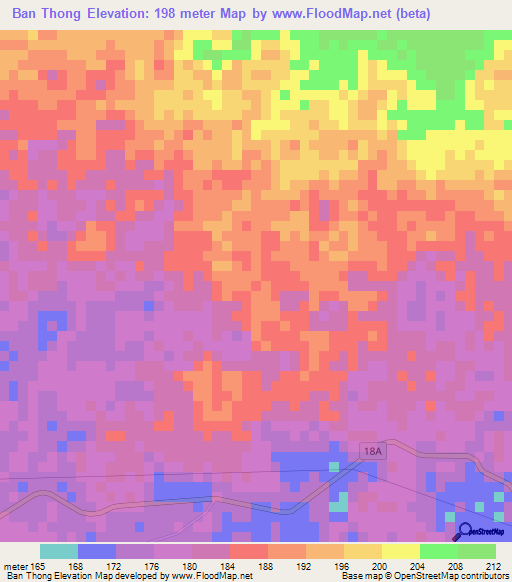 Ban Thong,Laos Elevation Map