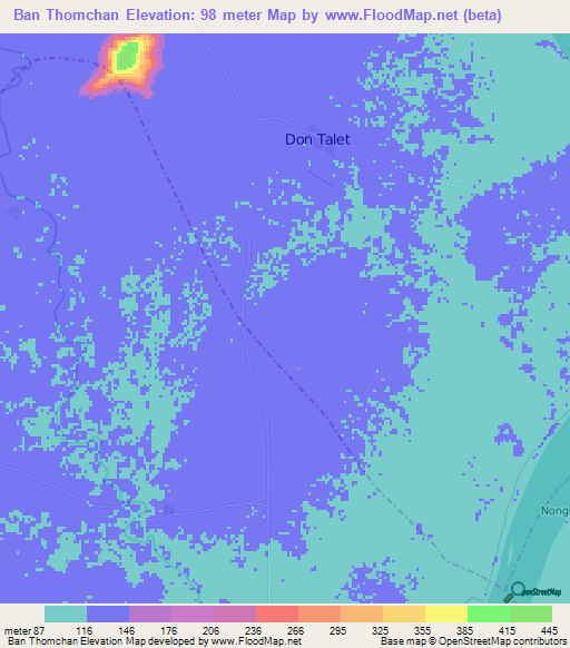 Ban Thomchan,Laos Elevation Map