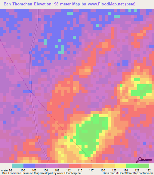 Ban Thomchan,Laos Elevation Map