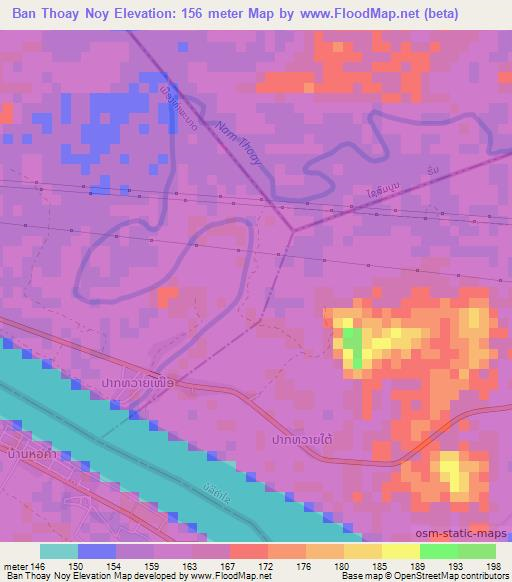 Ban Thoay Noy,Laos Elevation Map