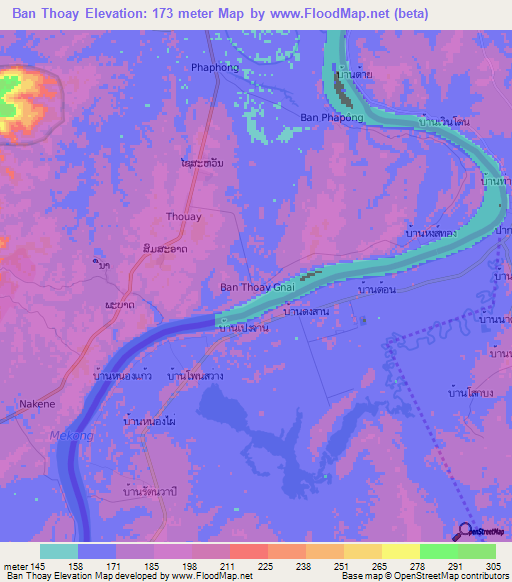 Ban Thoay,Laos Elevation Map