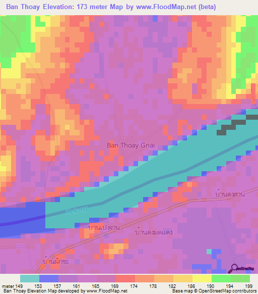 Ban Thoay,Laos Elevation Map