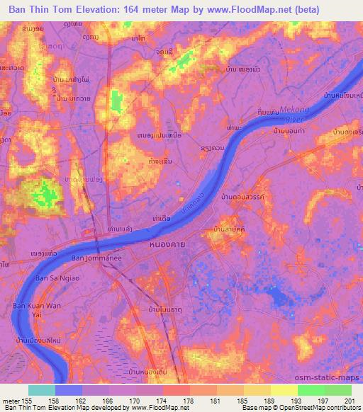 Ban Thin Tom,Laos Elevation Map