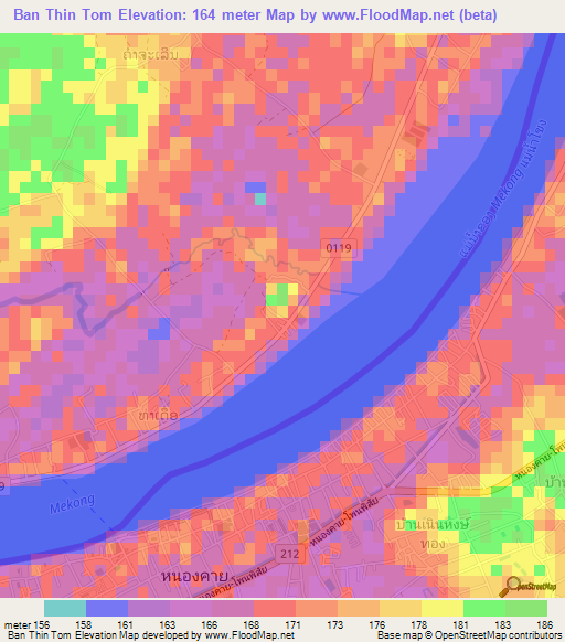 Ban Thin Tom,Laos Elevation Map