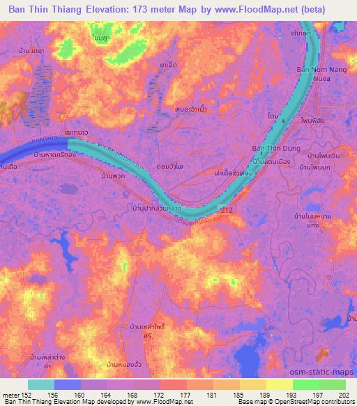 Ban Thin Thiang,Laos Elevation Map