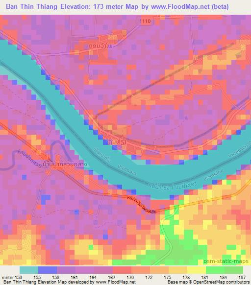 Ban Thin Thiang,Laos Elevation Map