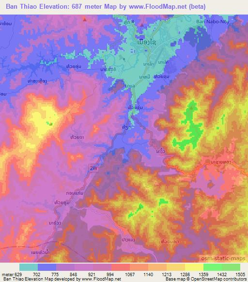 Ban Thiao,Laos Elevation Map