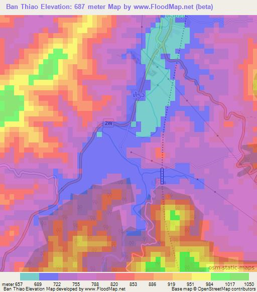 Ban Thiao,Laos Elevation Map