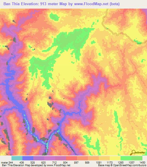 Ban Thia,Laos Elevation Map