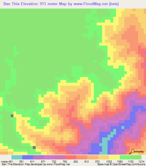 Ban Thia,Laos Elevation Map